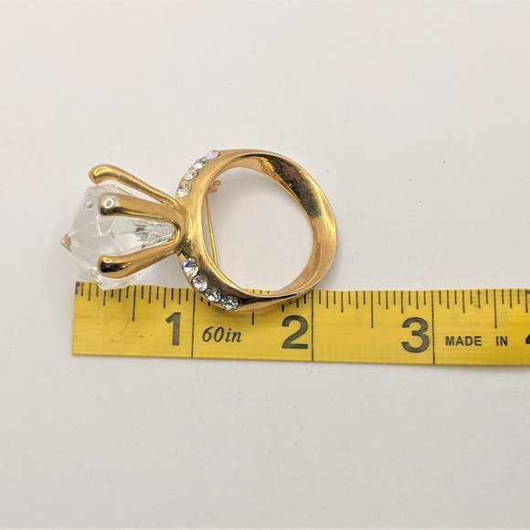 Gaudy Engagement Ring Brooch Pin - Picture 4 of 5